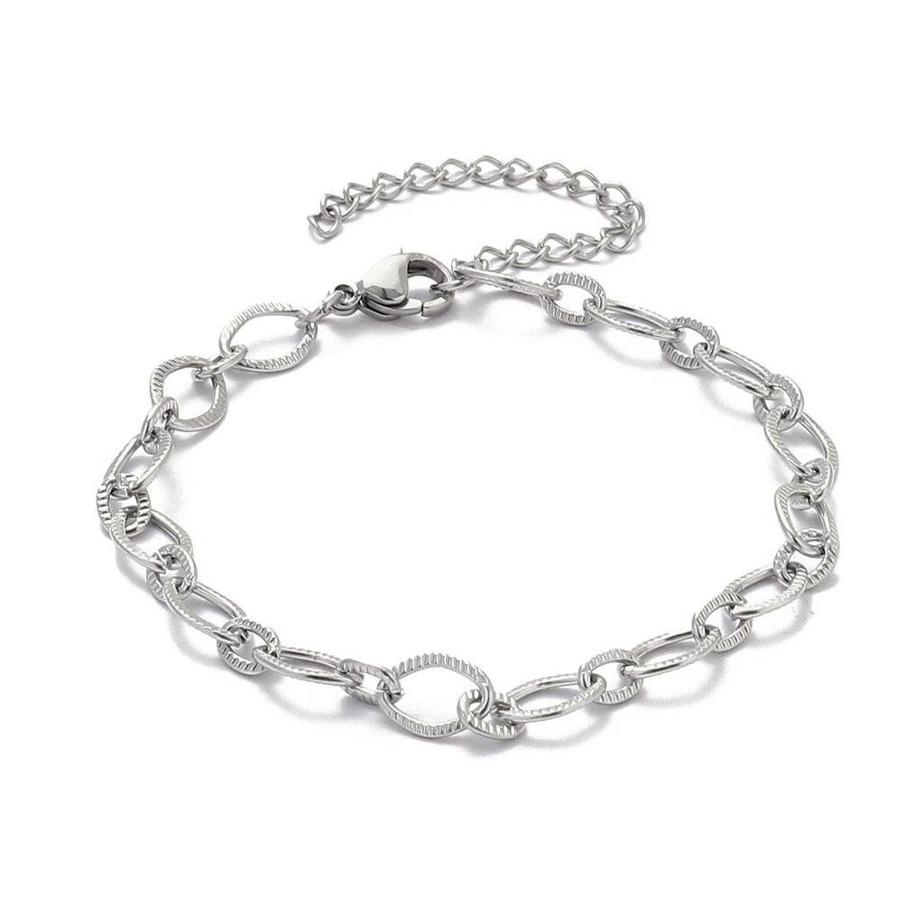 5pcs/Lot 17-22cm Gold Plated Stainless Steel Paperclip Cross Link Chain Bracelet Women Handmade DIY Charm Jewelry Making
