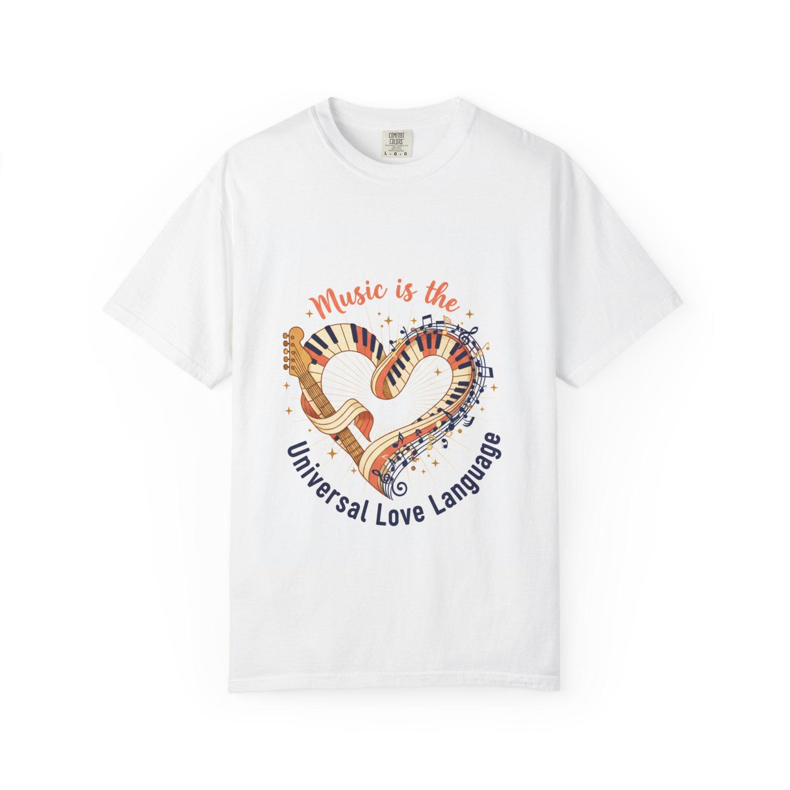 Music Is the Universal Love Language T-Shirt | Heart Guitar Piano Design 3XL