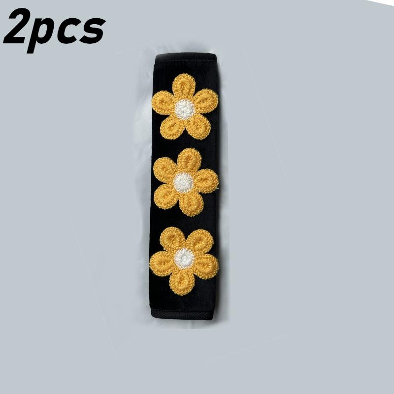 Car Seatbelt Cover Cute Embroidered Flowers Auto Shoulder Strap Protector Pad Seat Belt Harness Cushion for Children Women