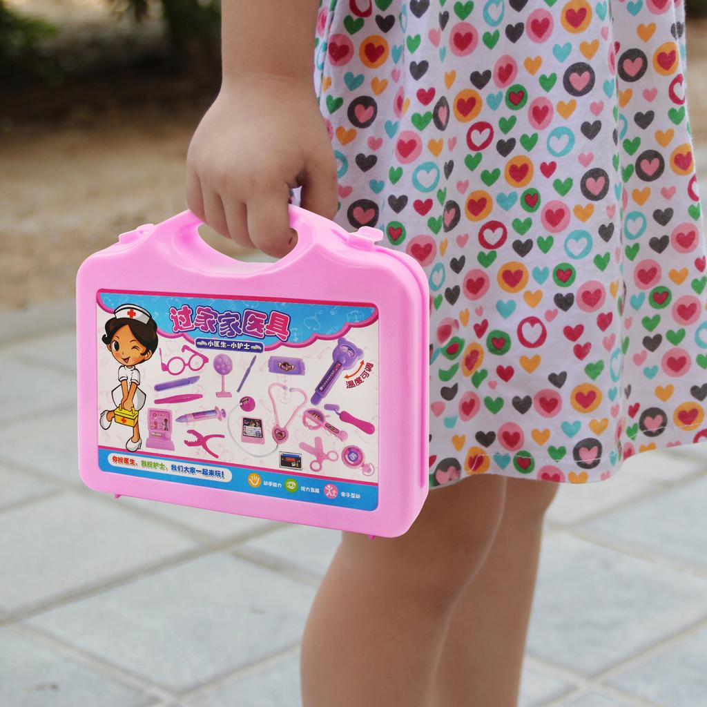 Children's Doctor, Playhouse Toy, Portable Medicine Box Set, Stethoscope, Injection for Girls and Boys