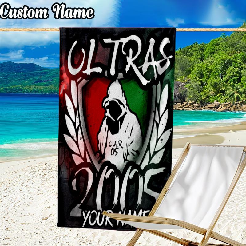 Custom Name Ultras Askary Rabat 2005 Beach Towel - Soft, Ultra-Absorbent Microfiber, Lightweight, Perfect for Beach, Parties, Travel, Camping