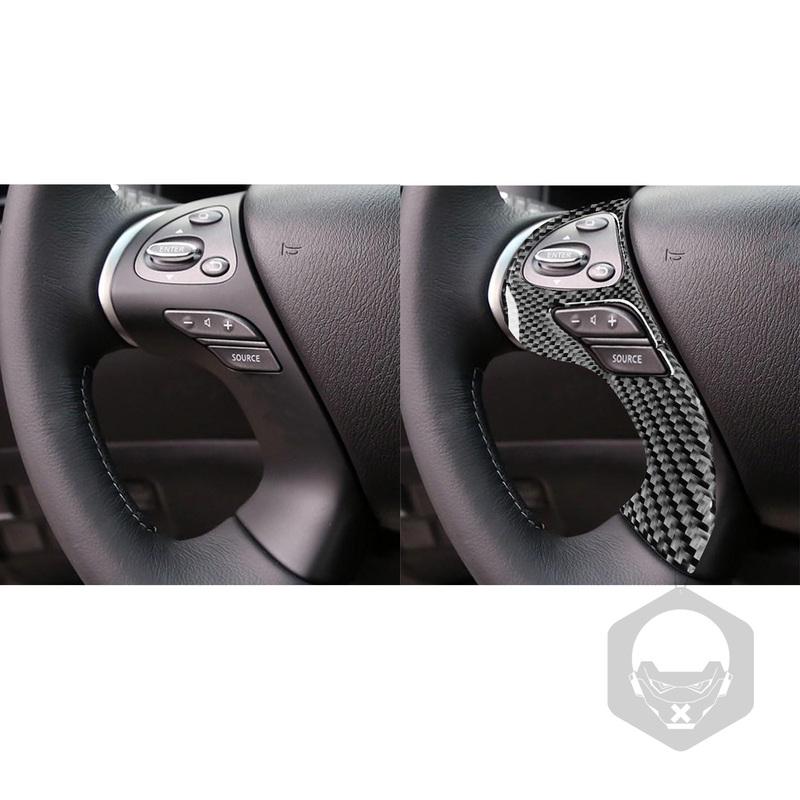 Real Carbon Fiber Car Accessories Driver Wheel Button Panel Trim Cover Soft Sticker For Infiniti JX 2013 QX60 2014 2015 2016