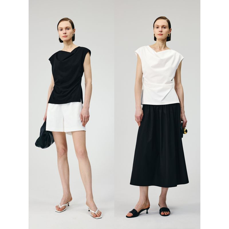Yaling [Series] Qingwei/High-Density Long-staple Cotton Pocket Collar Sleeveless Vest Women Summer Small Flying Sleeve All-Matching Top