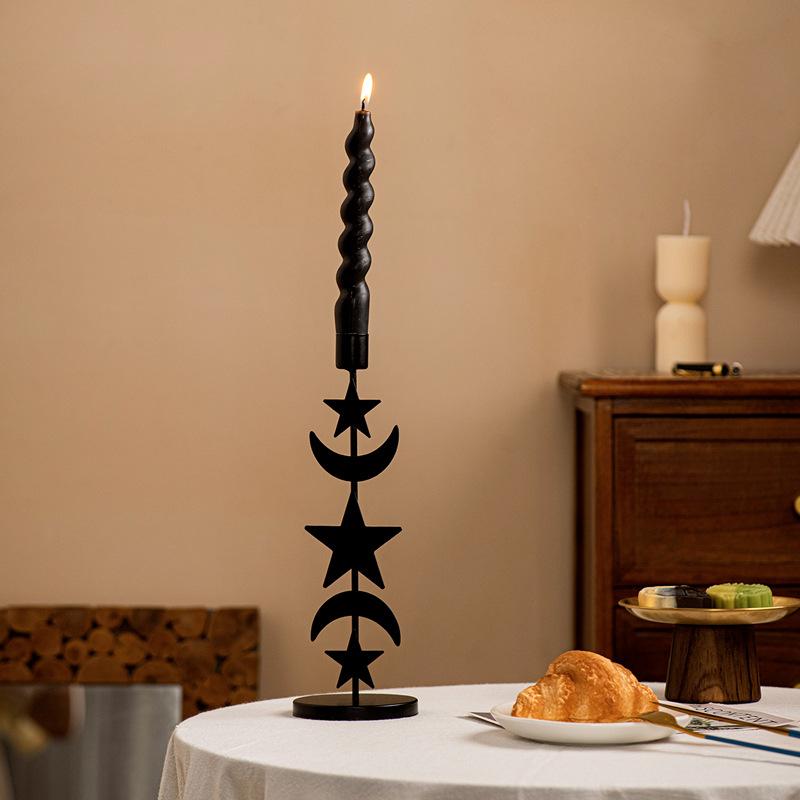 Nordic Sun Moon Star Changing Candlestick Assembly Iron Candle Stand Romantic Indoor Home Desktop Decoration