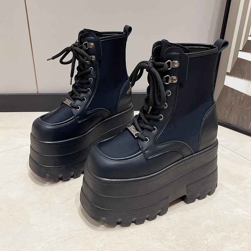 Fashion 13CM,17CM Women's Boots Autumn Women Ankle Boots Platform Wedges High Heels Booties New Fashion Design Red Cosplay Shoes Women