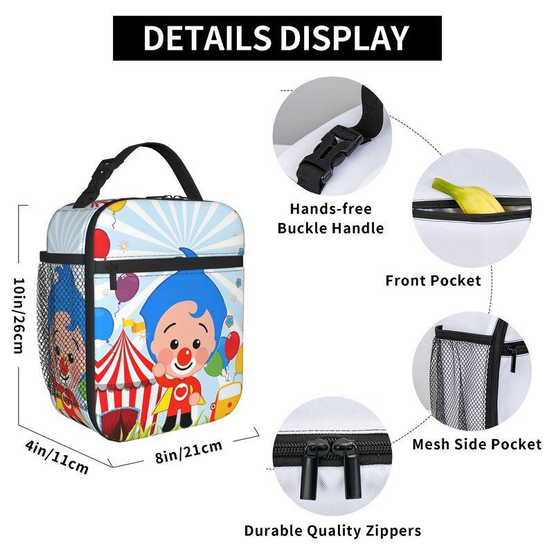 Clown P-Plims Insulated Lunch Bags Thermal Bag Reusable,Meal Container Cartoon High Capacity Tote Lunch Box Food Bag School
