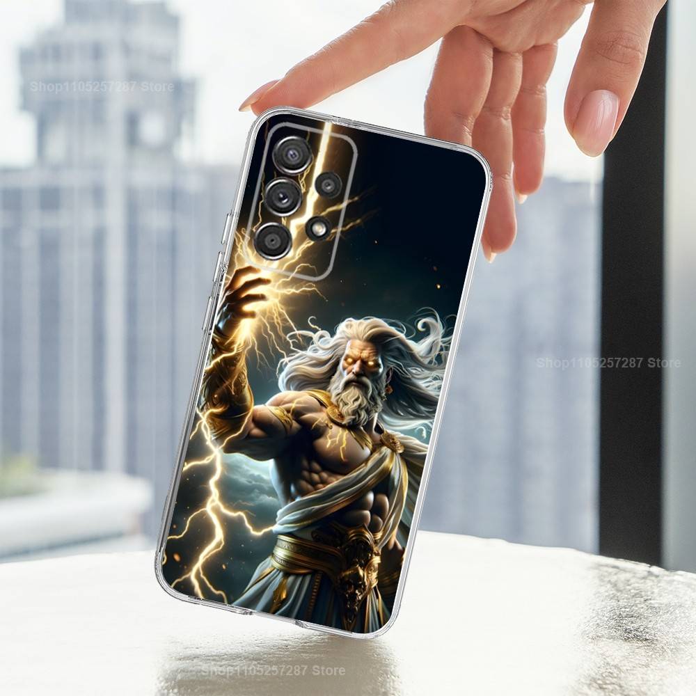 Mythology Greek Art Zeus For Samsung A51,30,71,S9,Ultra,S20,FE,22,Lite,23,21,PIus,10,Transparent, Silicone Case