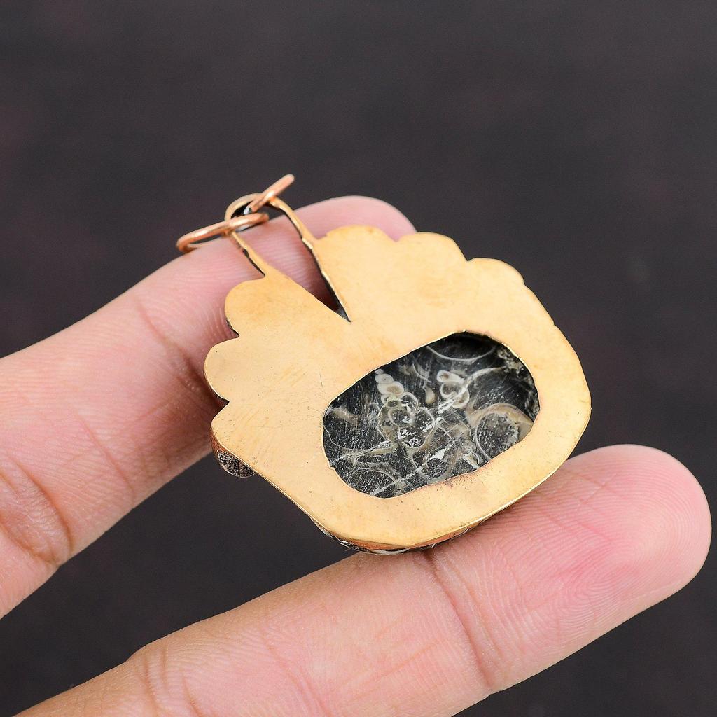 Turritella Agate Pendant African Amethyst Pendant Copper Pendant Handmade Designer Jewelry Real Gemstone Pendant Copper Jewelry Wedding Gift