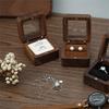 Sturdy Wood Jewelry Storage Container Elegant Wood Double Rings Box for Wedding and Engagement Ceremony Storage