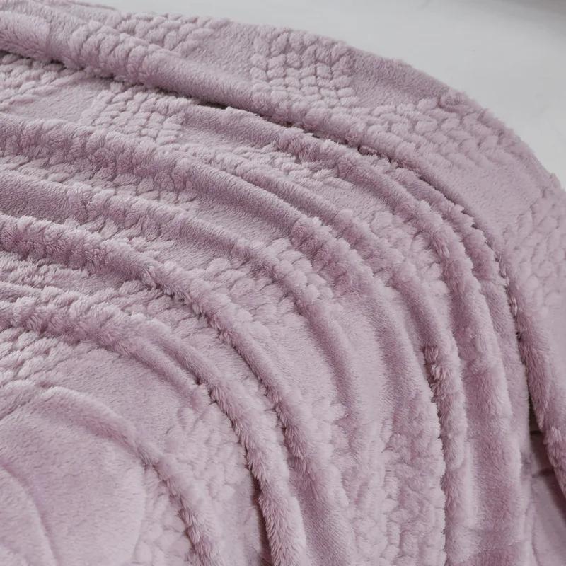 Double Sided Luxury Jacquard Fleece Blanket Extra Thick Warm Office Nap Blanket Solid Color Blanket for Home Travel