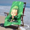 Proof Beach Towel with One Piece Zoro Pattern - Soft,absorbent,quick-drying,machine Washable - Perfect for Swimming,camping,bathing