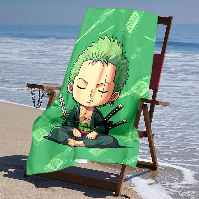 Proof Beach Towel with One Piece Zoro Pattern - Soft,absorbent,quick-drying,machine Washable - Perfect for Swimming,camping,bathing