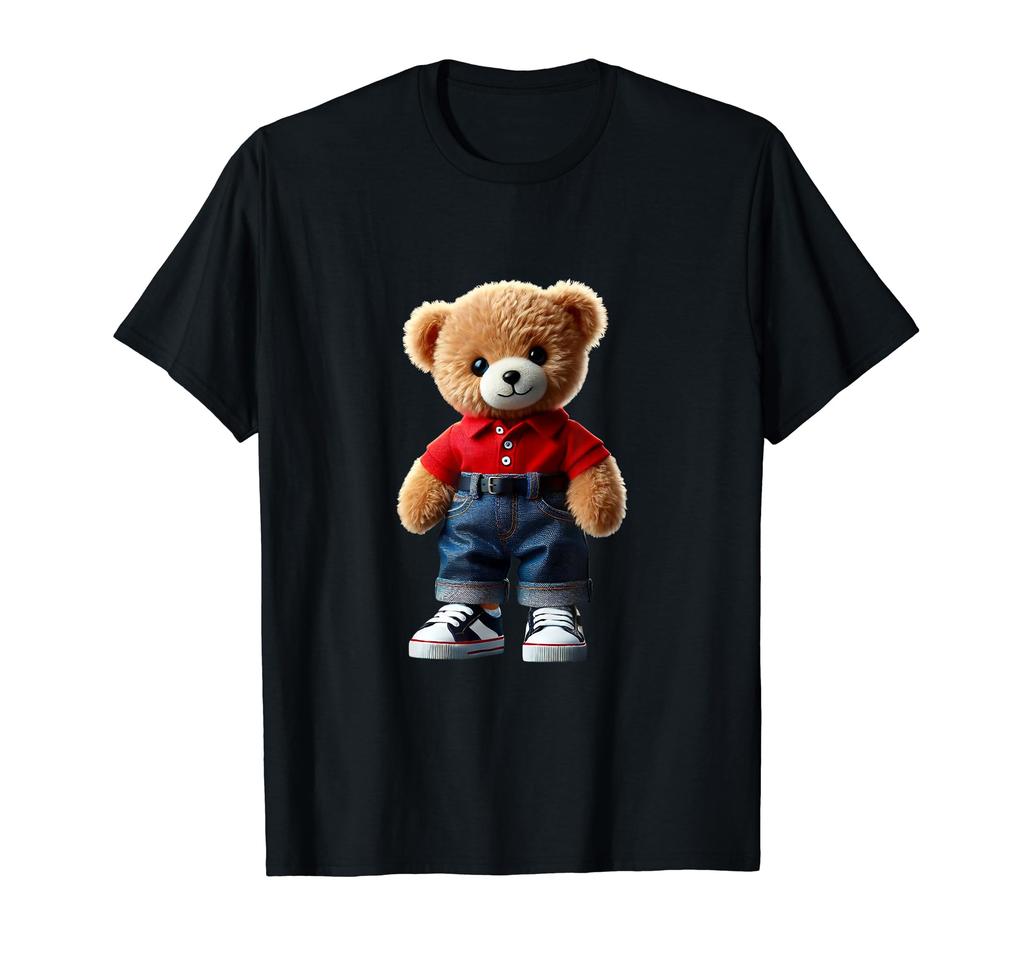 Stylish and adorable huggable teddy bear denim jeans shapemania T-shirt