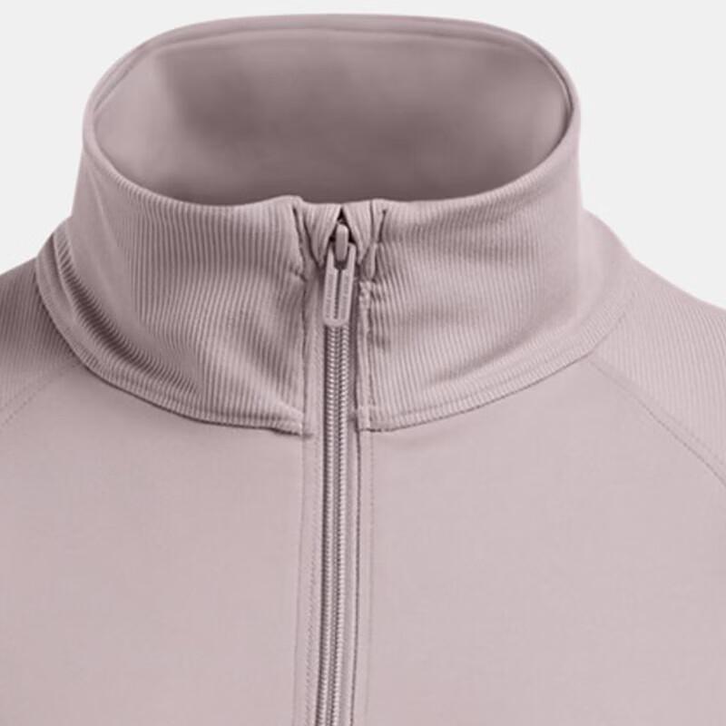Under Armour Solid Color Stand Collar Zipper Design Raglan Long Sleeve Jacket Women Jacket Light-Pink 1379157-015