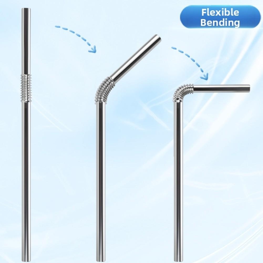 4pcs Flexible 304 Stainless Steel Straws Bendable Reusable Metal Straw For Cup Mug Home Outdoor Travel Kitchen Dining Set