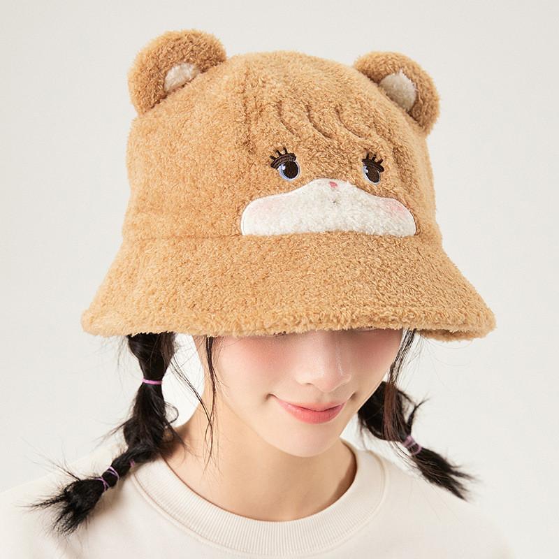 Polyester Fiber Cone Top Style No Brim Winter Fisherman Hat For Women