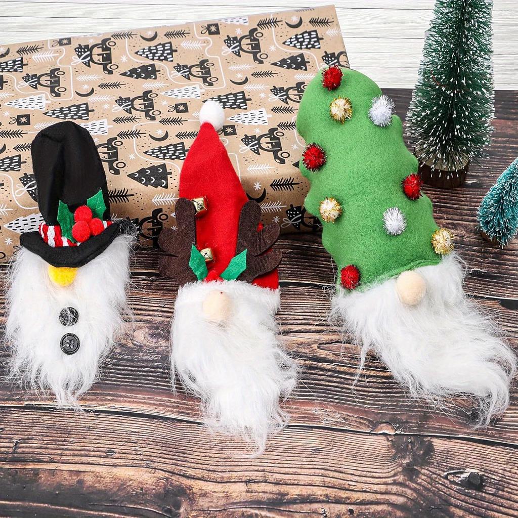 Christmas Wine Bottle Decoration Set, 3D Wine Bottle Decorative Hat, Decorative Santa Hat with Plush Whiskers, Perfect Table Decoration