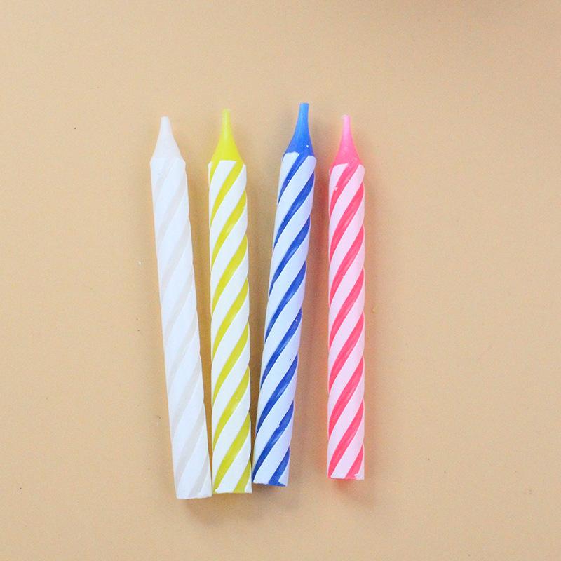 Colorful Threaded Small Candles 288 Pieces In Paper Box Mixed Color Striped Party Decoration Cake Candles Without Bottom Tray