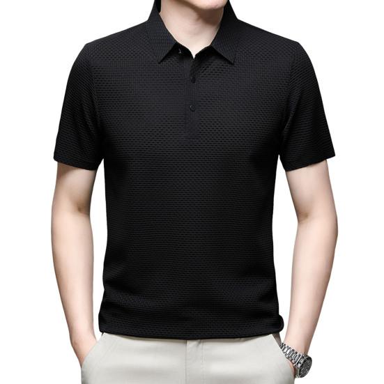 Lapel-T-skjorte for menn, kortermet ensfarget sommer-t-skjorte Hurtigtørkende Uformelt golftopp for jobb Ferie Street Golf