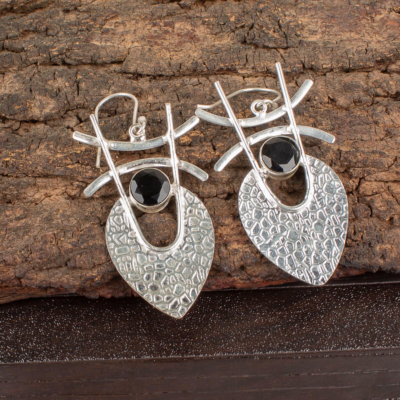 

Black Onyx Gemstone 925 Sterling Silver Handmade Earrings1.78 Gift For Mother EE-64-38