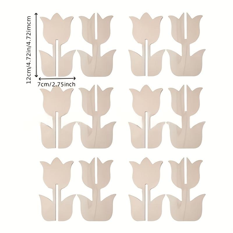 20pcs Wooden Tulip Shapes, Ideal for DIY Crafts, 3D Paintable Floral Decorations, Light Beige Natural Wood, Perfect for Spring Home Decor