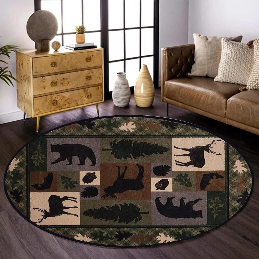Retro American Carpet Round Chair Carpet Bedroom Bedside Stain Resistant Water Absorbing Carpet