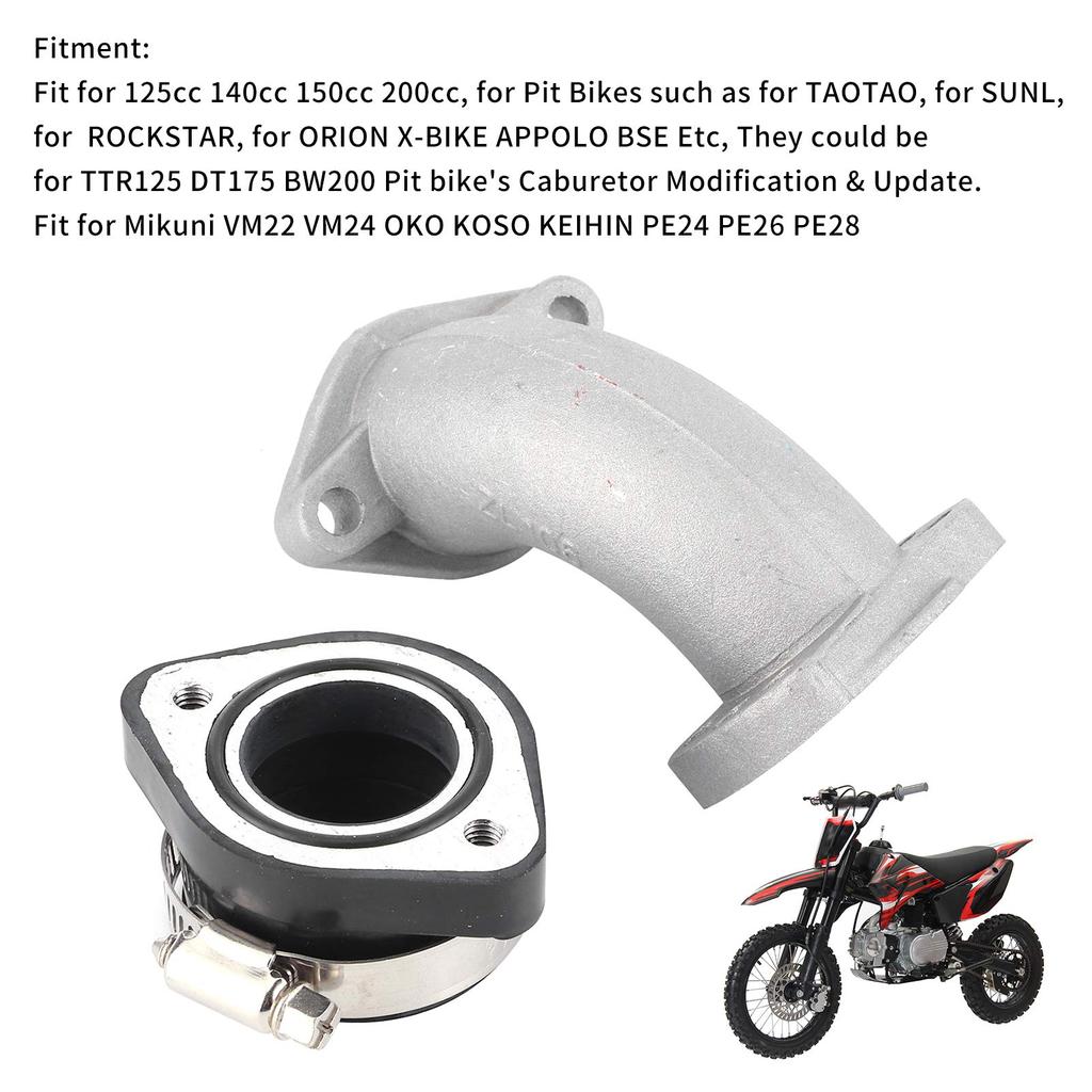 Akozon Carburetor Manifold, Carburetor Rubber Manifold Inlet Pipe Tube for Mikuni VM22 VM24 OKO KOSO PE24 PE26 PE28