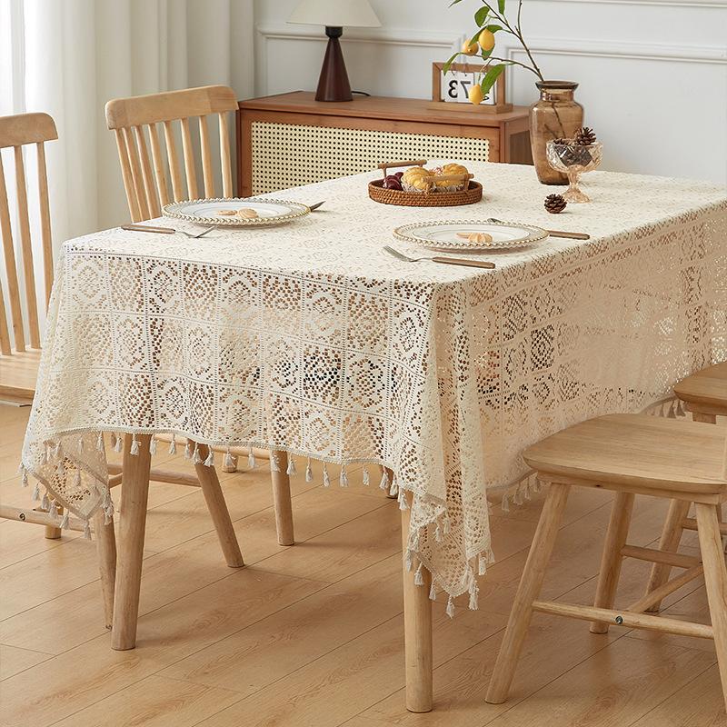 Elegant Black Lace Tablecloth - Durable Polyester, Solid Color, Versatile Shape for Thanksgiving & Holiday Decor, Easy Care, Square Shape