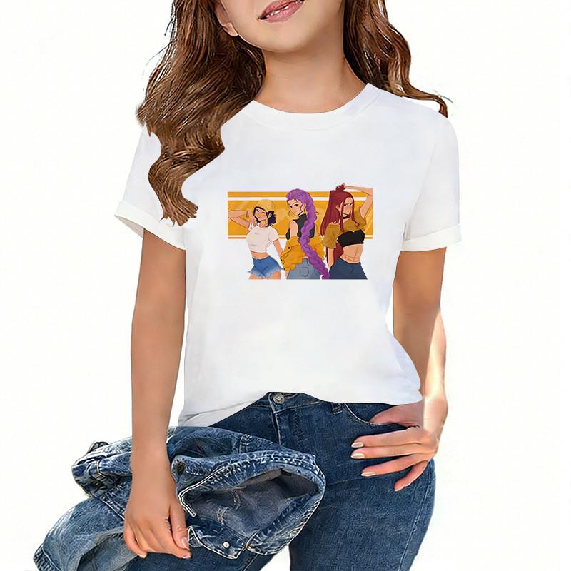 Kids Girls Kpop Hunters Zoey Mira Rumi Print Breathable T-shirt 110cm белый