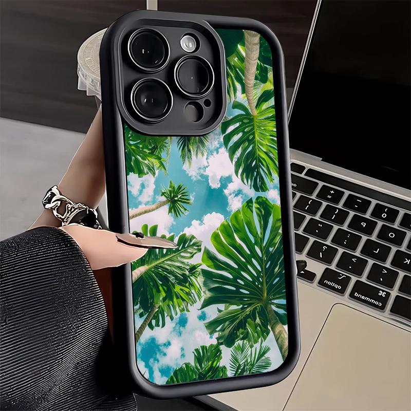 Phone Case for iPhone 17 Air 16E 15 16 Pro Max Summer Plants Green Leaf Cover 14 Plus 13 12 Mini Soft Shell Silicone Fundas