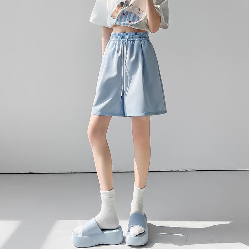 

Женские шорты из ледяного шелка с высокой посадкой, быстросохнущие, с широкими штанинами, 2025 S [80-95 lbs] синий