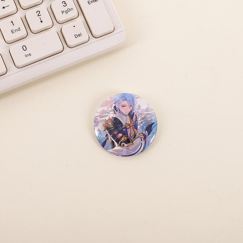 Genshin Impact Tinplate Brooch Set: Keqing, Xiao, Hu Tao, Klee, Kazuha - Cute Character Button Pendant Collection