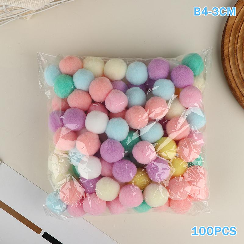 10-30MM Soft Fluffy Pom Poms 100Pcs for Kids DIY Craft Supplies Handmade Art Balls Decor Projects