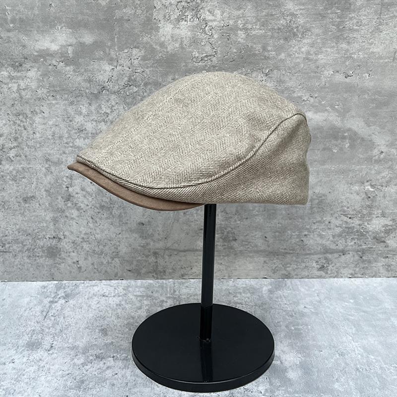 25 British Retro Forward Hats Men'S And Women'S Hats Wool Herringbone Duck Tongue Beret Hipster Painter Hats