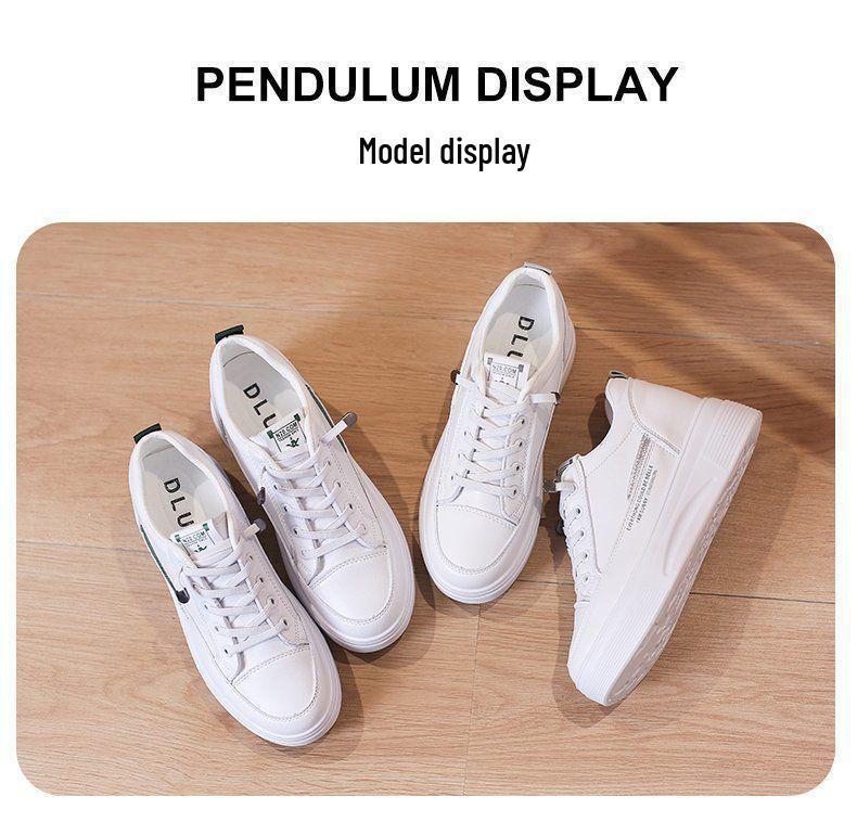 Women's Invisible Lift White Slip-On Shoes - Thick-Soled, Versatile for Spring and Autumn