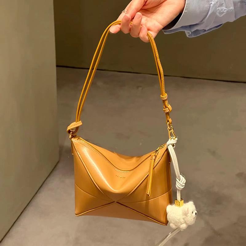 "Geometrische Falt-Rindsleder Damen-Tragetasche & Mahjong-Beutel"