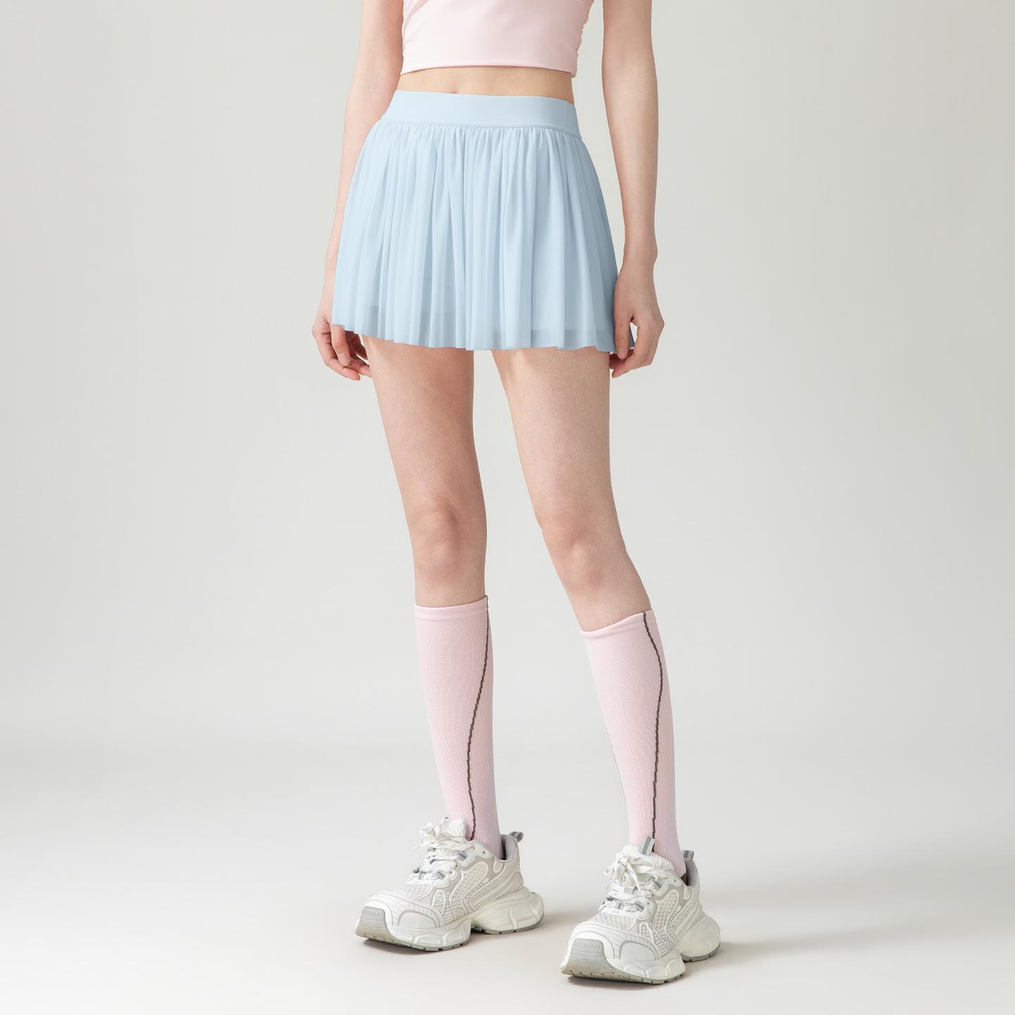 Women s Pleated Fitness Tennis Skirt - Anti-exposure Athletic Skirt for Running, Yoga, Badminton in Spring/Summer Large