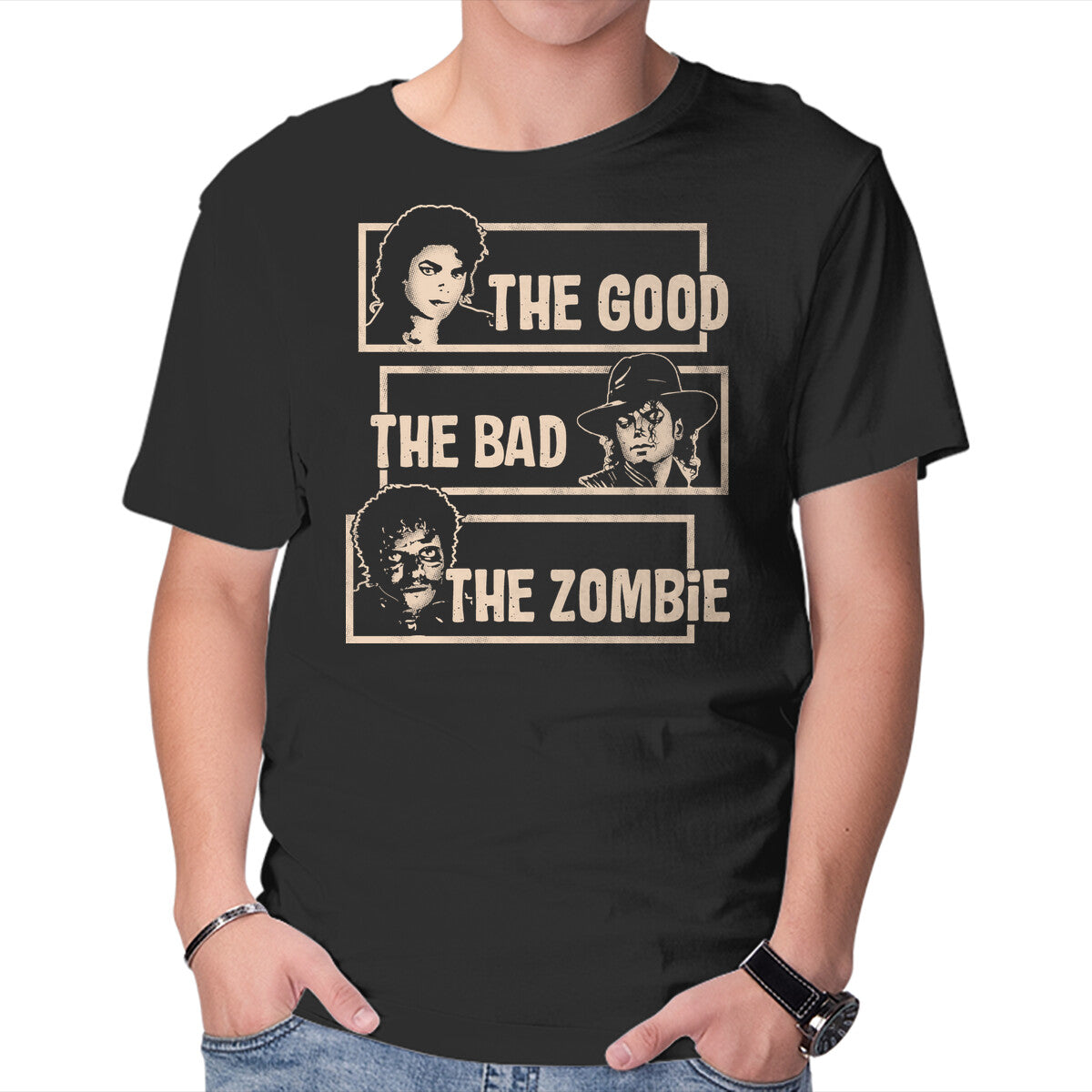 Unisex Crew Neck T-Shirt Good Bad Zombie Graphic Short Sleeve Casual Tee XL