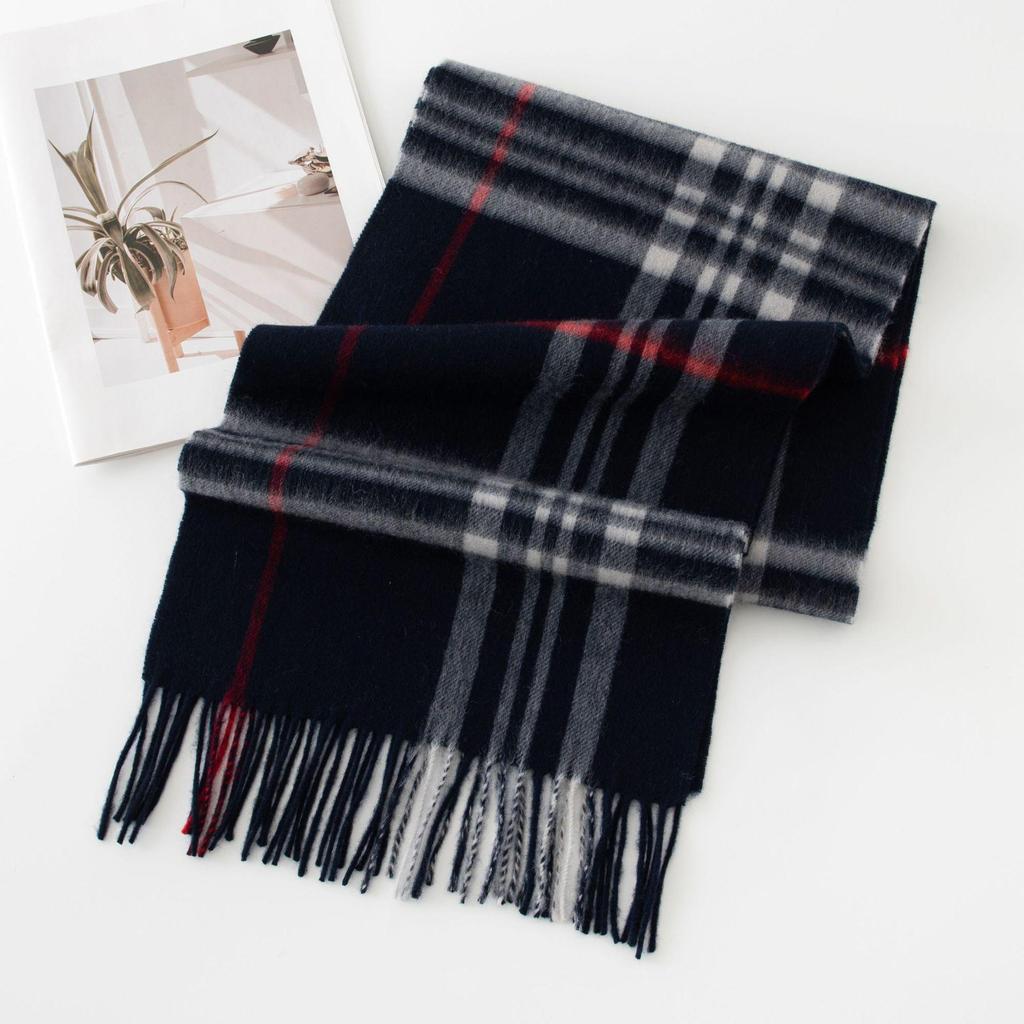 Korean Style Premium Women's Wool Scarf - Autumn/Winter British Plaid Shawl
