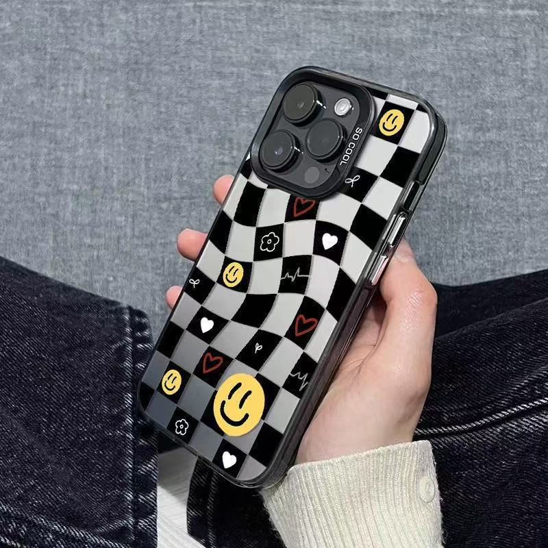 Smile grid is suitable for 16promax Apple mobile phone case iphone15 personality 14plus Europe, America, 13 niche 12