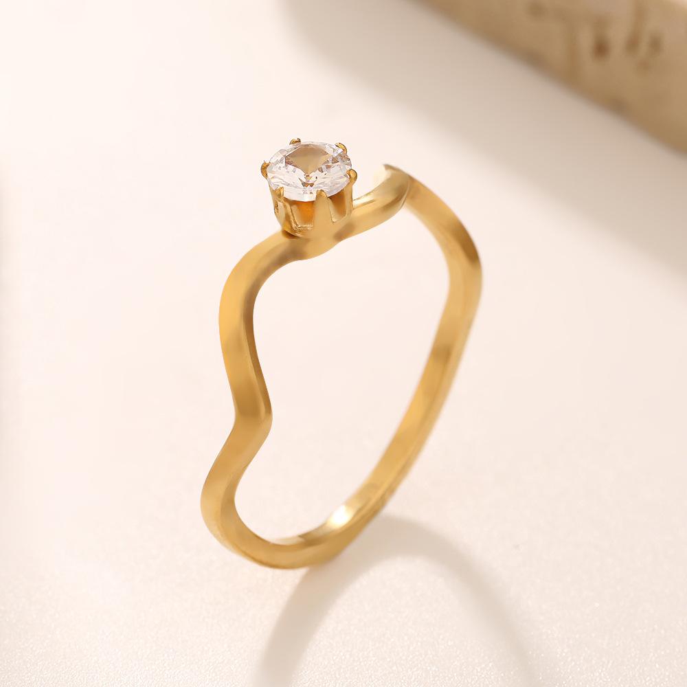 

Shinny Clear Zircon Ring Women Stainless Steel Gold Color Minimalist Trendy Rings Zircon Wedding Band Gift Wholesale New In 9