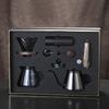 Nytt handbryggt kaffekanna set i glas, kaffegåvobox, redskap och presenter, komplett set med delningskannor, kaffekvarnar, filterkoppar