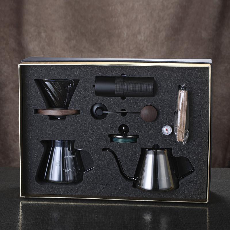 New glass hand-brewed coffee pot set, coffee gift box, utensils and gifts, full set of sharing pots, bean grinders, filter cups