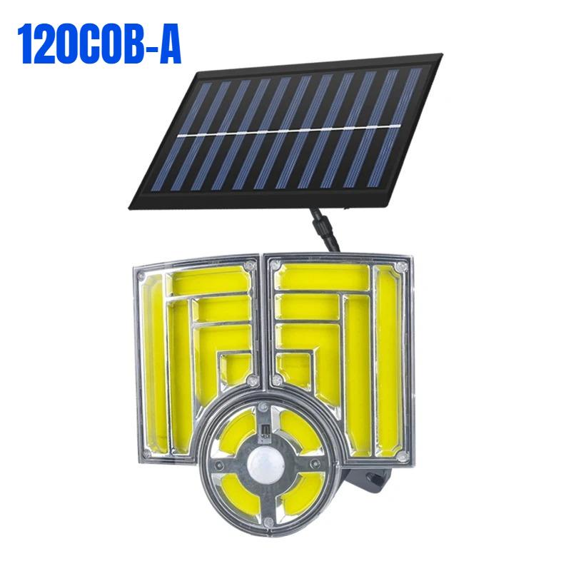 

Solar Light Outdoor Super Bright Motion Sensor Strong Power LED Garden Wall Lamp IP65 Waterproof 3 Working Mode COB*120-A, 1pc
