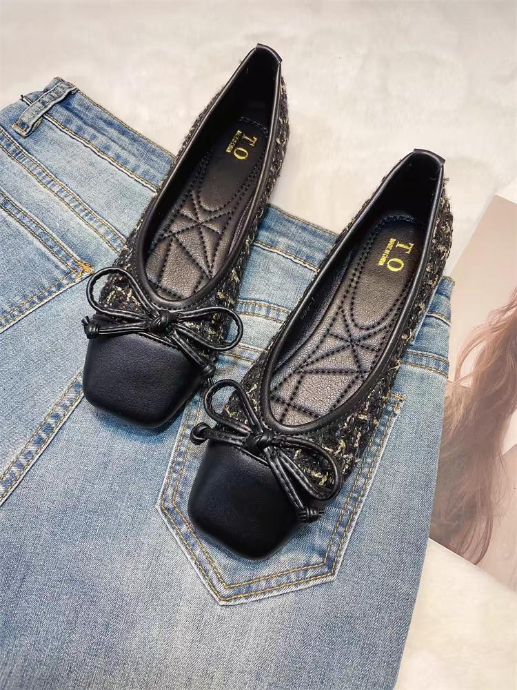 

Fashion Flat Shoes for Women Spring and Autumn New Square Toe Flat Bottom Casual Plus Size Women s Shoes 42 43 44 Loafers Women 32 чёрный