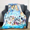 Bluey Cartoon Print Flannel Blanket High Quality Warm Comfortable Cover for All Seasons Perfect for Gifts Home Decor