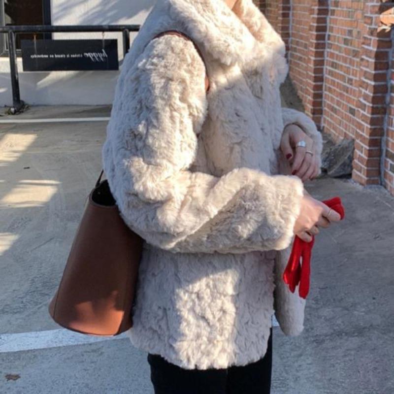 Winter new lamb plush imitation fur coat women's medium and long thin thickened imitation rabbit fur coat