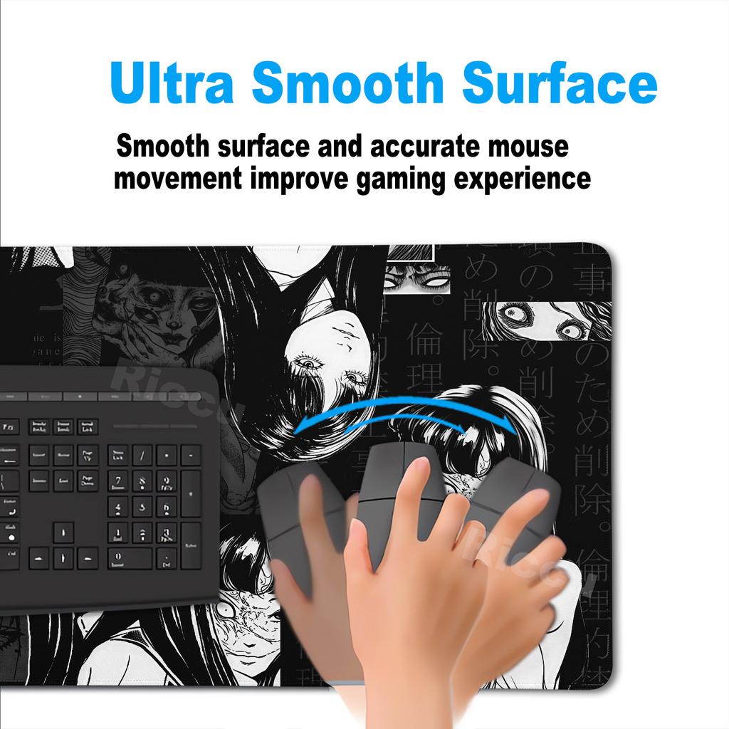 Black and White Horror Collage Anime Girl Mouse Pad XXL Gamer Mousepad Office Extended Desk Pad Gaming Keyboard Mat Large Carpet