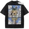 Unisex Washed Beige Vintage Tshirt Dragon Ball Cell Gohan Super Saiyan Highquality Fabric for Home Leisure Travel Shopping
