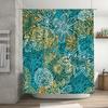 Green Gold Blue Shower Curtain with Mandala Pattern Bathroom Decor